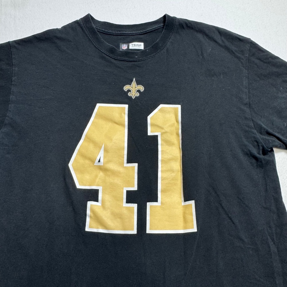 NFL Team Apparel New Orleans Saints Alvin Kamara T-Shirt Size M Black Gold 41